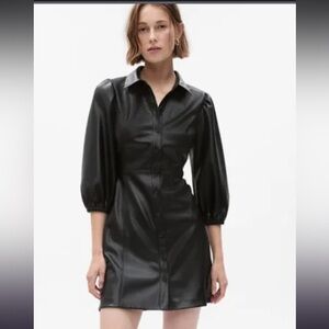 Gap Puff Sleeve “Vegan Learher” Dress
